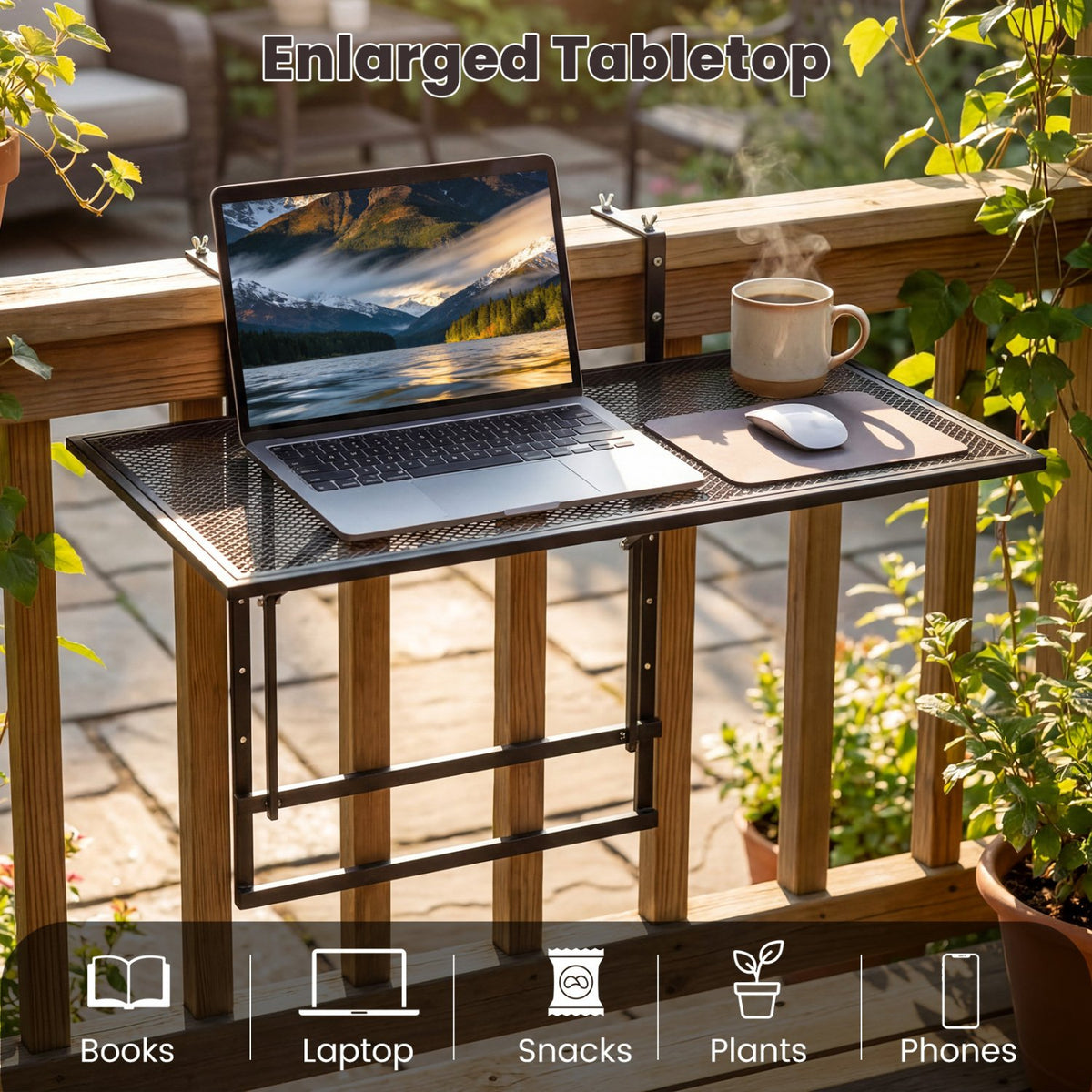31.5 Inch Large Metal Folding Bar Table with 5-Position Adjustable Height view 7