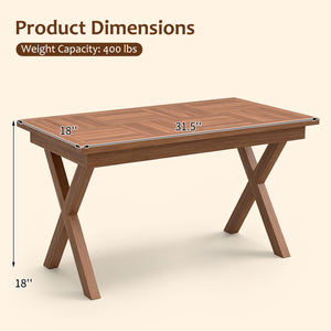 31.5 inches Outdoor Teak Wood Coffee Table with Slatted Tabletop for Patio view 5
