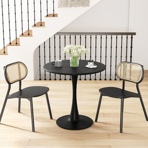 31.5 Inch Round Dining Table with Anti-Slip PP Ring-Black view 2