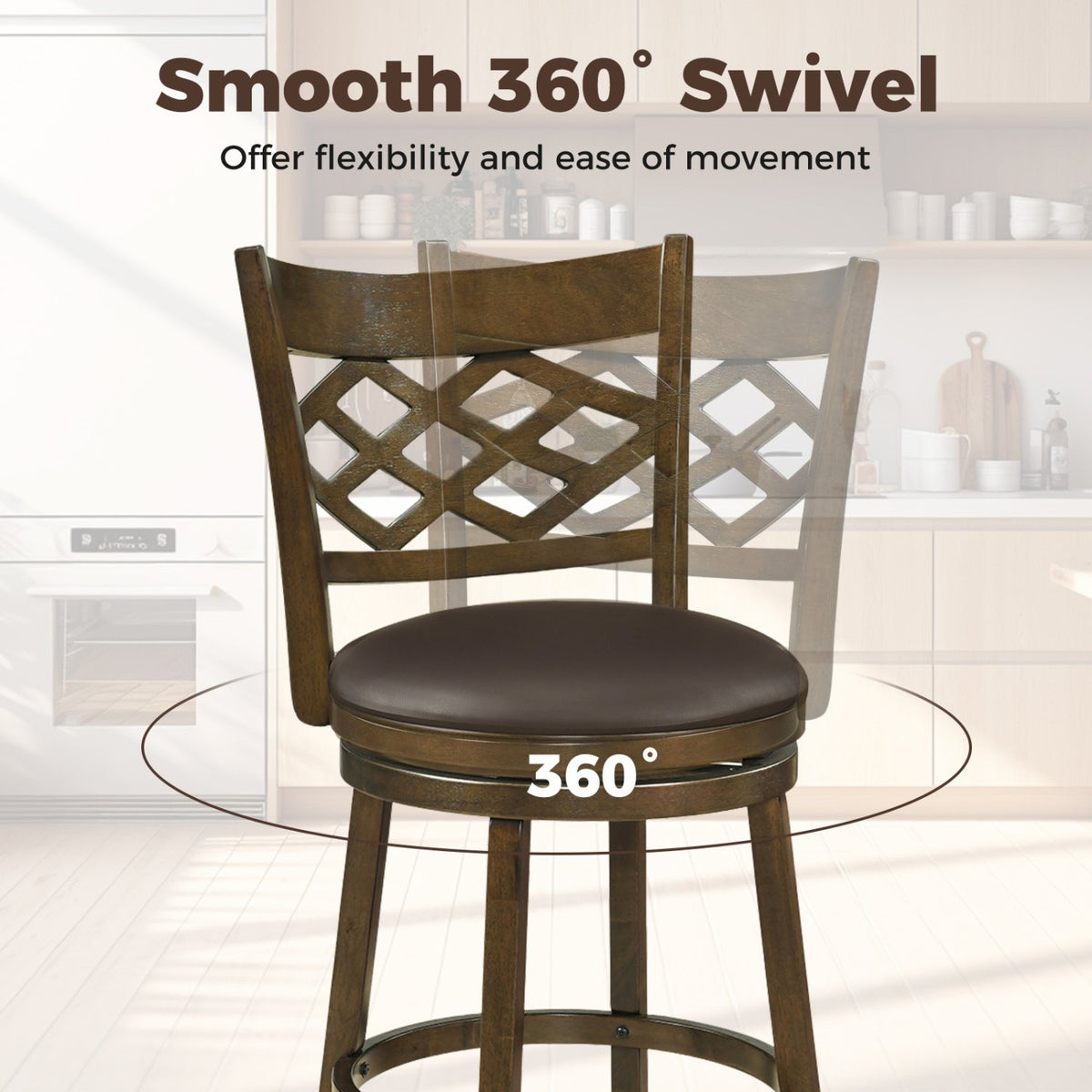 31 Inch Counter Height Bar Stools Set of 2 with Rubber Wood Frame-31 Inch view 7