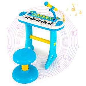 31-Key Kids Piano Keyboard Toy with Microphone and Multiple Sounds for Age 3+-Blue view 4