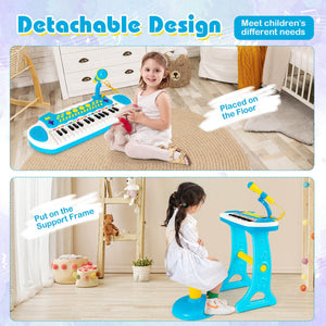 31-Key Kids Piano Keyboard Toy with Microphone and Multiple Sounds for Age 3+-Blue view 6