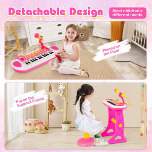 31-Key Kids Piano Keyboard Toy with Microphone and Multiple Sounds for Age 3+-Pink view 3