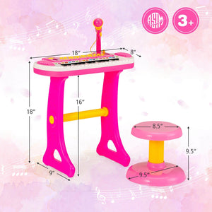 31-Key Kids Piano Keyboard Toy with Microphone and Multiple Sounds for Age 3+-Pink view 4