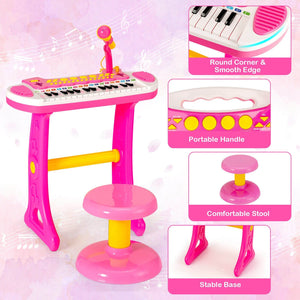 31-Key Kids Piano Keyboard Toy with Microphone and Multiple Sounds for Age 3+-Pink view 5