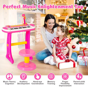 31-Key Kids Piano Keyboard Toy with Microphone and Multiple Sounds for Age 3+-Pink view 8