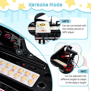 31 Keys Kids Piano Keyboard with Stool and Piano Lid-Black view 6
