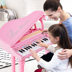 31 Keys Kids Piano Keyboard with Stool and Piano Lid-Pink view 3