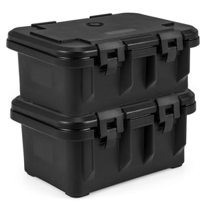 31 QT Insulated Food Pan Container with 3 Transparent One-Third Pans with Lids-Black view 4