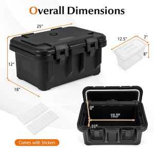 31 QT Insulated Food Pan Container with 3 Transparent One-Third Pans with Lids-Black view 5