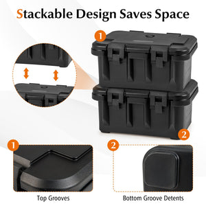 31 QT Insulated Food Pan Container with 3 Transparent One-Third Pans with Lids-Black view 8
