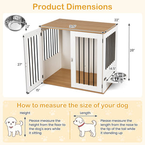 31.5” Dog Crate Furniture Wooden Dog Kennel with Double Lock Doors-White view 5