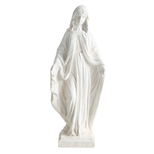 31.5 Inch Virgin Mary Statue with Aged Finish for Yard Patio-White
