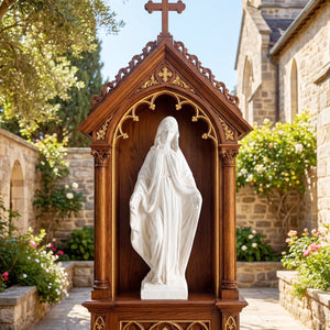 31.5 Inch Virgin Mary Statue with Aged Finish for Yard Patio-White view 5
