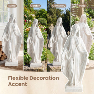 31.5 Inch Virgin Mary Statue with Aged Finish for Yard Patio-White view 8