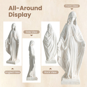 31.5 Inch Virgin Mary Statue with Aged Finish for Yard Patio-White view 9