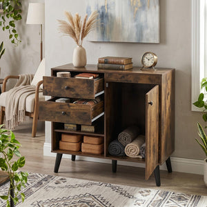 31 inches Sideboard Cabinet with 2 Open Compartments and 2 Drawers-Rustic Brown view 6