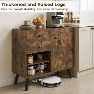 31 inches Sideboard Cabinet with 2 Open Compartments and 2 Drawers-Rustic Brown view 9
