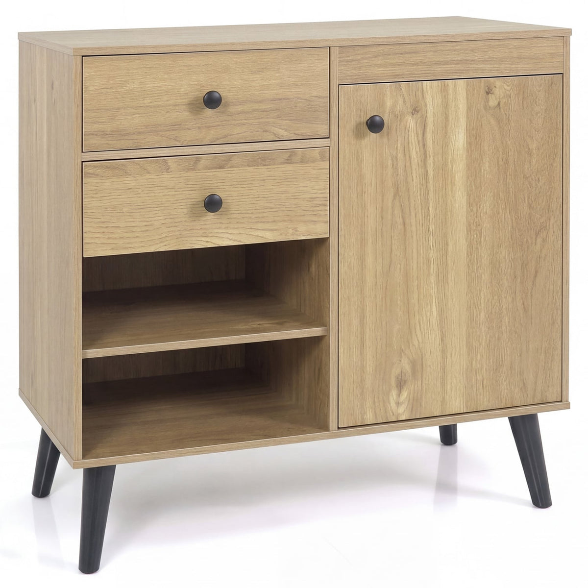 31 inches Sideboard Cabinet with 2 Open Compartments and 2 Drawers-Natrual