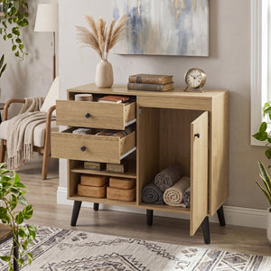 31 inches Sideboard Cabinet with 2 Open Compartments and 2 Drawers-Natrual view 6