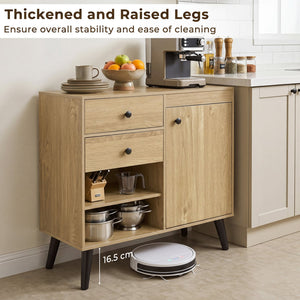 31 inches Sideboard Cabinet with 2 Open Compartments and 2 Drawers-Natrual view 9