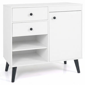 31 inches Sideboard Cabinet with 2 Open Compartments and 2 Drawers-White