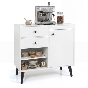 31 inches Sideboard Cabinet with 2 Open Compartments and 2 Drawers-White view 4
