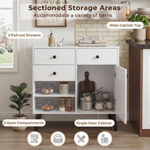 31 inches Sideboard Cabinet with 2 Open Compartments and 2 Drawers-White view 7