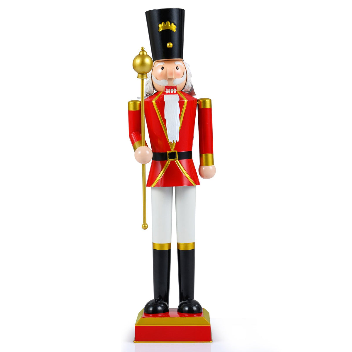 32.5 Inch Christmas Nutcracker with High Hat and Beautiful Scepter-Black & Red