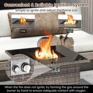 32.5 Inch Propane Fire Pit Table 5000 BTU with Tempered Glass Tabletop-Gray view 5