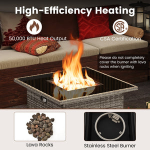 32.5 Inch Propane Fire Pit Table 5000 BTU with Tempered Glass Tabletop-Gray view 7
