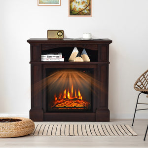 32 Inch 1400W Electric TV Stand Fireplace with Shelf-Natural view 2