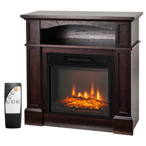 32 Inch 1400W Electric TV Stand Fireplace with Shelf-Natural view 4