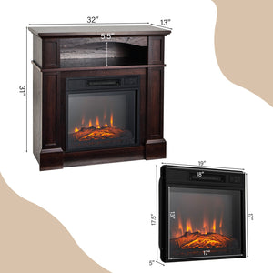 32 Inch 1400W Electric TV Stand Fireplace with Shelf-Natural view 5