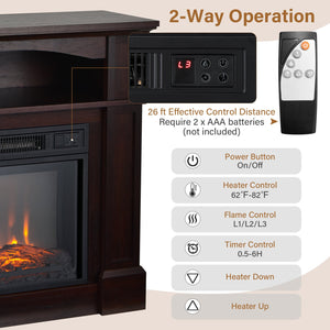 32 Inch 1400W Electric TV Stand Fireplace with Shelf-Natural view 6