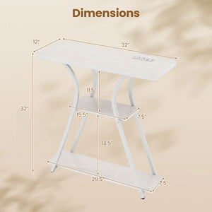 32 Inch Narrow Long Entryway Table with Power Outlets and LED Lights-Oak view 5