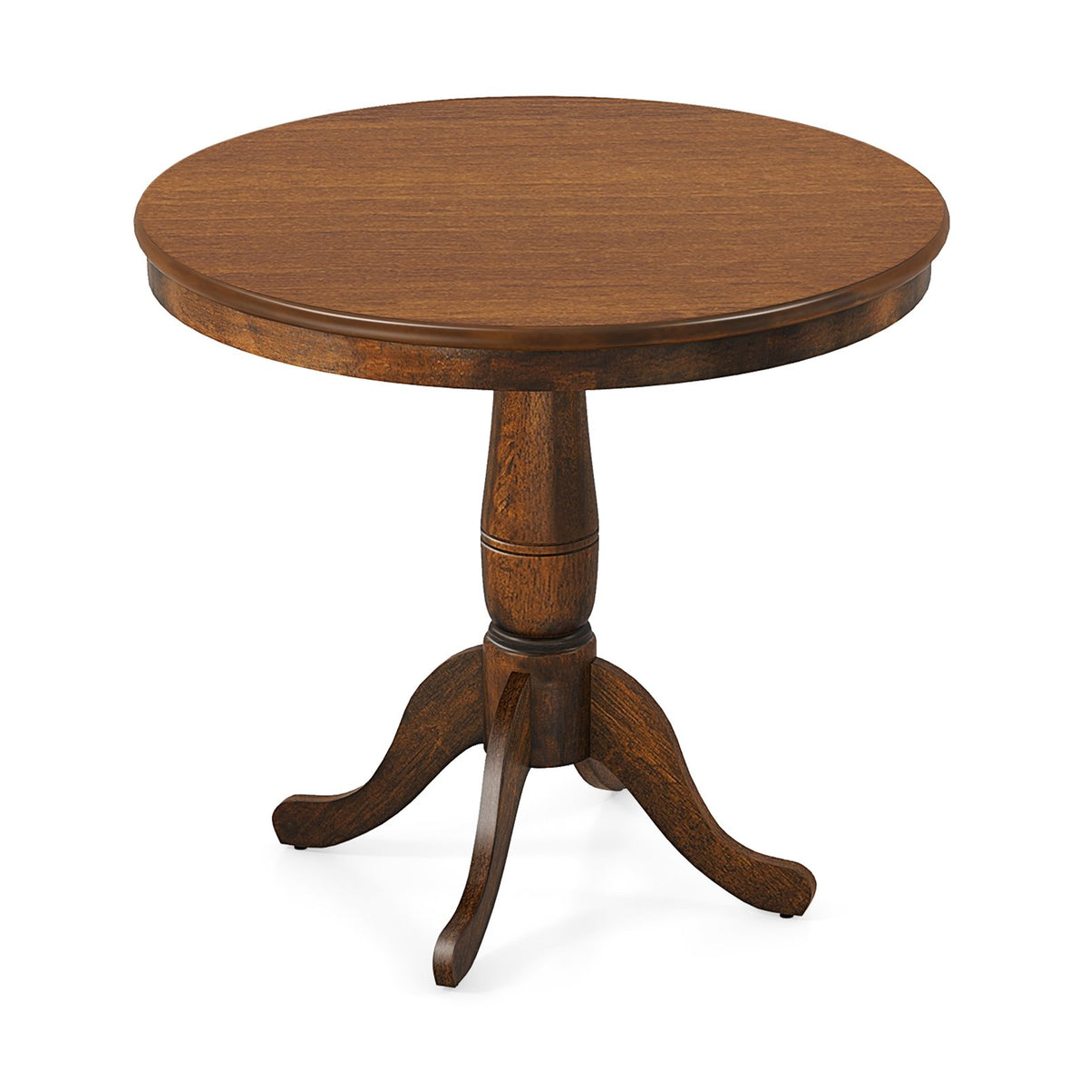 32 Inch Wooden Round Pub Pedestal Side Table-Walnut view 8