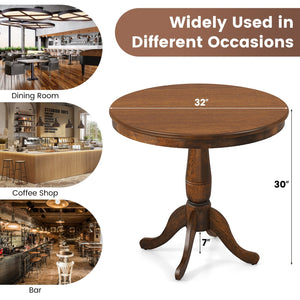 32 Inch Wooden Round Pub Pedestal Side Table-Walnut view 9