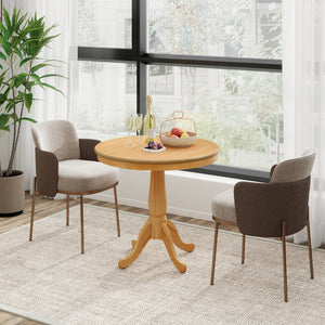 32 Inch Wooden Round Pub Pedestal Side Table-natural view 2