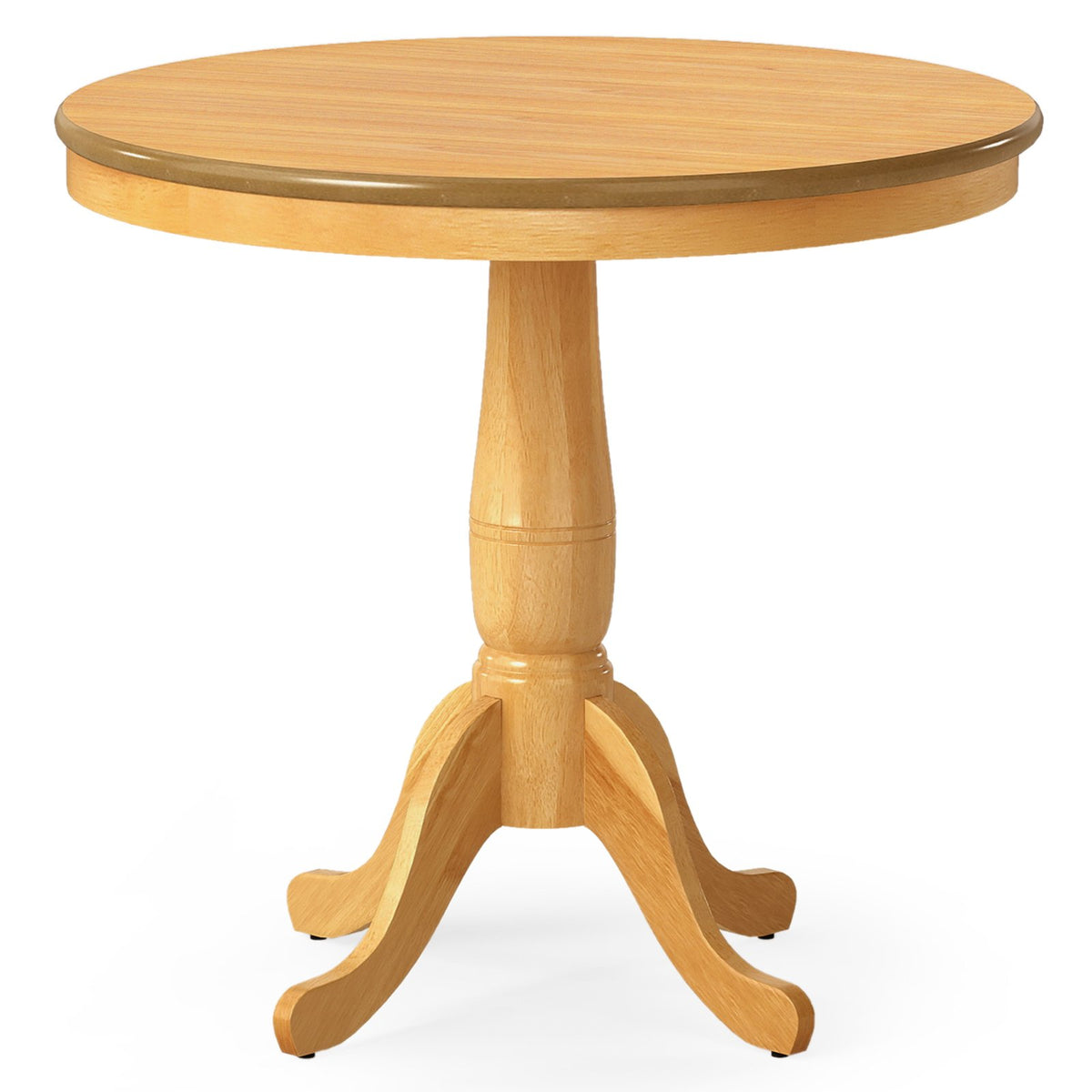 32 Inch Wooden Round Pub Pedestal Side Table-natural view 4