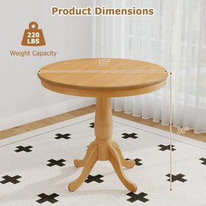 32 Inch Wooden Round Pub Pedestal Side Table-natural view 5