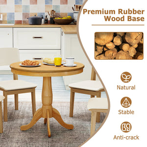 32 Inch Wooden Round Pub Pedestal Side Table-natural view 6