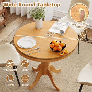 32 Inch Wooden Round Pub Pedestal Side Table-natural view 7
