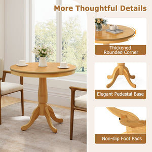 32 Inch Wooden Round Pub Pedestal Side Table-natural view 9