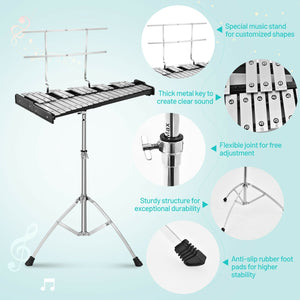 32 Note Glockenspiel Xylophone Percussion Bell Kit with Adjustable Stand view 5