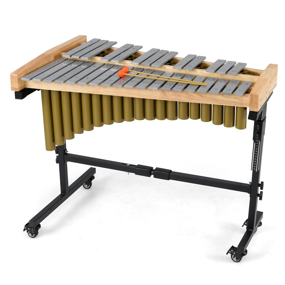 32 Note Marimba Aluminum Xylophone with Rubber Wood Base-Golden view 3