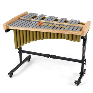 32 Note Marimba Aluminum Xylophone with Rubber Wood Base-Golden view 3