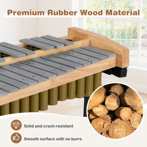 32 Note Marimba Aluminum Xylophone with Rubber Wood Base-Golden view 5