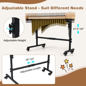 32 Note Marimba Aluminum Xylophone with Rubber Wood Base-Golden view 8