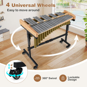 32 Note Marimba Aluminum Xylophone with Rubber Wood Base-Golden view 9
